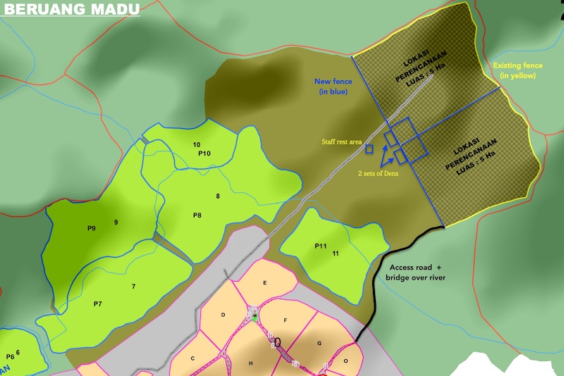 Site for two 5 Ha enclosures - top right corner
